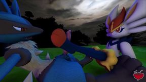 Gay Animated Footjob featuring Lucario and Cinderace