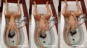 victoria wet - underwater fun in the bathtub with a suction cup dildo