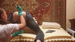 Russian Goddess humiliates late hubby in hot BBC dildo play