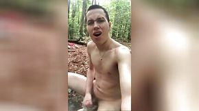 19 year old Jesse Gold almost gets caught jerking off in the woods