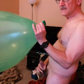 106) Big Green Balloon Pop and Cum!    Balloonbanger