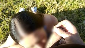 hermanastra se pone de exhibicionista en el parque, termina llena de leche de su hermanastro.
