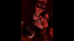 Ruthless Goth Priestess Tames Worshipper's Erection With Supple Breasts and Leather Lasso Seduction