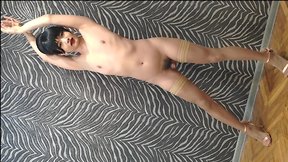 Femboy with feminine physique dancing on cam