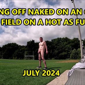 Risky Public Jacking Off on Soccer Field on Hot and Humid day