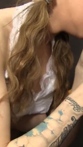 Pressley Carter holds huge dick tightly and does good sucking