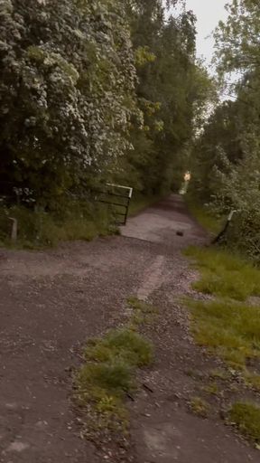 Long naked walk down lanes to river