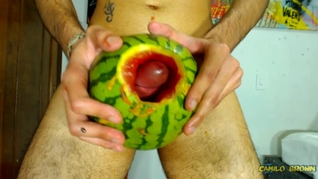Fucking a watermelon until I cum inside it - Camilo Brown