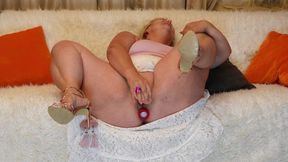 Dildo Deep Play and Endless Squirts on Couch