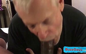 Silver Daddy Sucks Thick Young Black Cock