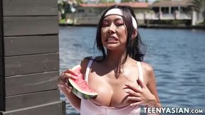 Horny Honey Moon sucks fingers while getting rammed by muscular JMac