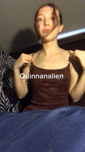 Taking my small tits out of my nice dress to shake them