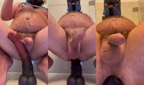 Chubby Furry Puppy Ass Wrecked by Horse Dildo Cum Gush
