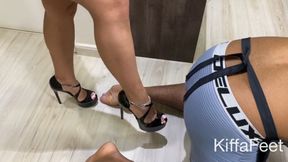 MOBILE - Goddess Kiffa Kicks recruit slave on his balls and spank him until he asks for help - BALLBUSTING - SPANKING - FOOT DOMINATION - SPIT - HIGH HEELS -