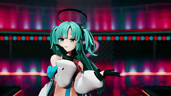 Hayase Yuuka Hentai Blue Archive No Bra Dance Queencard MMD 3D Clear Blue Hair (CLIP)