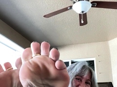 Blonde in stockings foot fetish and pussy pounding