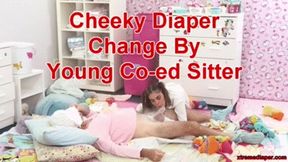 Cheeky Diaper Change By Young Co-ed Sitter