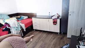 Sexy wife does housework naked  Brunette hairy pussy &mdash;  big ass &mdash;  big tits  Sexy mom massages herself with a vibrator