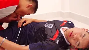 Hungry Asian Stud Rides Bareback Then Takes Golden Shower After Fiery Blowjob – 18+