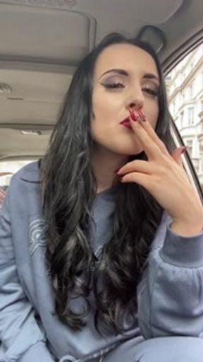 British chav in trackies smokes in the car! What a chav !