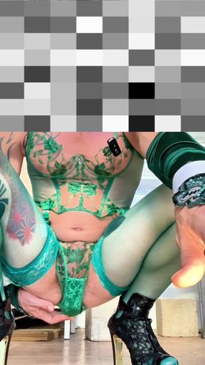 Cute Femboy Very Sexy Stocking Lingerie Showing His Panties Outside