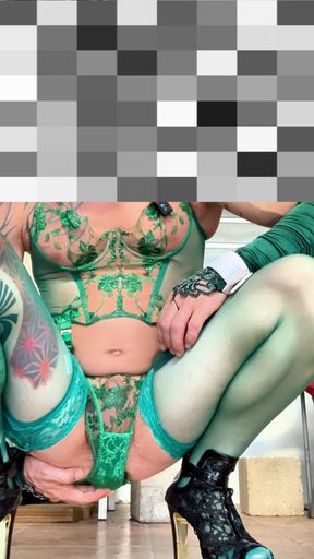 Cute Femboy Very Sexy Stocking Lingerie Showing His Panties Outside