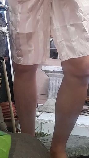 Satin Pajamas Dress Fetish Crossdresser Masturbation Cum Part 2