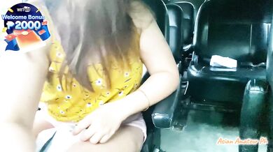 Pinay driver deepthroats then cums in his Uber mouth outdoors