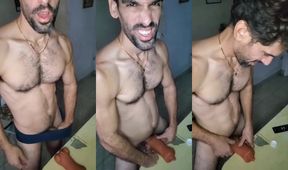 Latino hunk ravaged by his own big dick silicone cock hungry jock