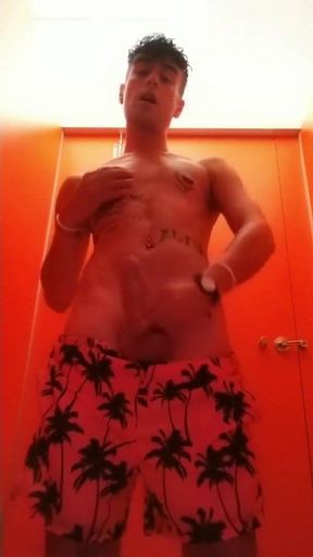 Slow Motion Amateur Vid Jerk off at a Waterpark Toilet - Bonus at the End: Sound of Dropping Cum