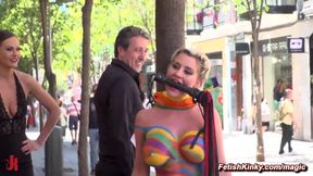 Big-Titted body painted slave disgraced in public