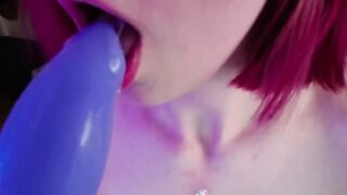 irresistible freckled ginger dancing and blowing vibrator cosplay