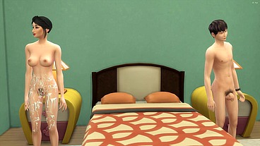 How I Stepson enters his hot japanese stepmom room late at night to share the bed with her because he was afraid to be alone, she accepted but in the end she slept naked and everything turned into sex