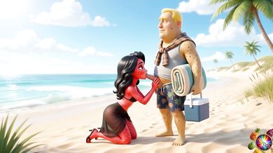 eats pussy and ass on the public beach caught in HD