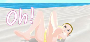 Emma Blonde anime woman tried on micro swimsuits