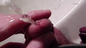 Peehole Piss Play Close up View in Slow Motion