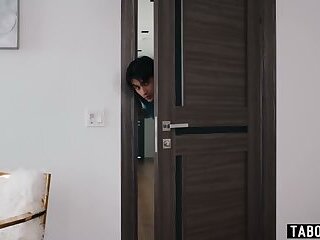 Cheating mature stepmom Ryan Keely almost caught with her stepson