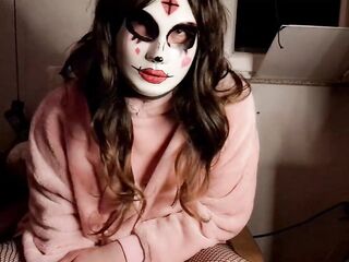 Gothic trans woman masturbates - climax