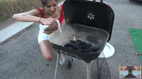 BBQ Flare Up Turns Into MILF Teen Anal Blowjob