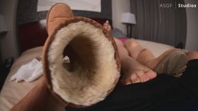 STINKY MILF UGGS! Taiwanese milf wants more COCK! Greasy sweaty FOOTJOB and HANDJOB! Juicy CUM blast makes her exclaim "Oh shi!" - MOV