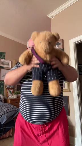 Grandpa has a huge belly