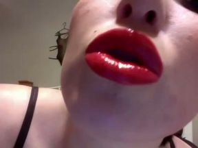 Red lipstick jerk off instruction from my lustful girlfriend