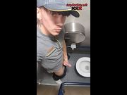 Chav twink McDonald's worker has a quick wank break