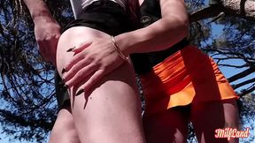 Busty milfs Arianna and Angelina enjoy a cock