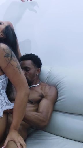 Naughty Guys on the Couch Sucking Each Other's Cocks While the Trans Woman Satisfies Herself by Giving Her Ass to Both of Them