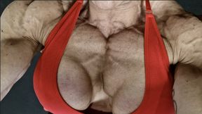 Fbb Xtreme ripped workout pecs chest giant biceps massive veiny mass pre cpmpetition training pumped high