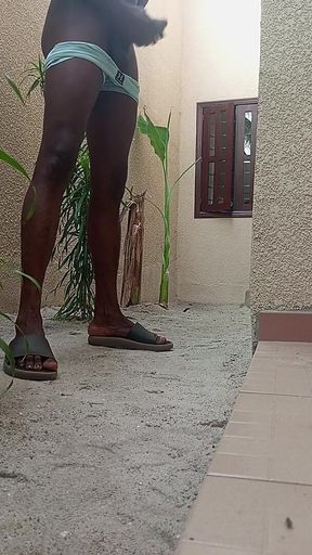 Wanking Myself up in the Back Yard