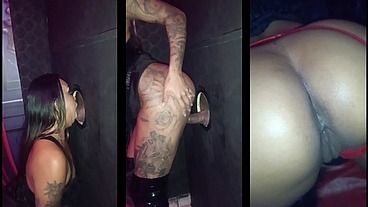 My first time sucking off a black guy in a glory hole.