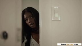 Shemale stepdaughter caught jerking off