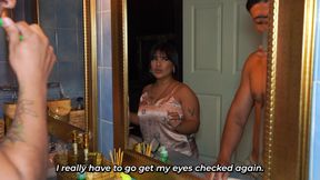 Stepmother realizes too late that the cock she's sucking isn't her husband's.